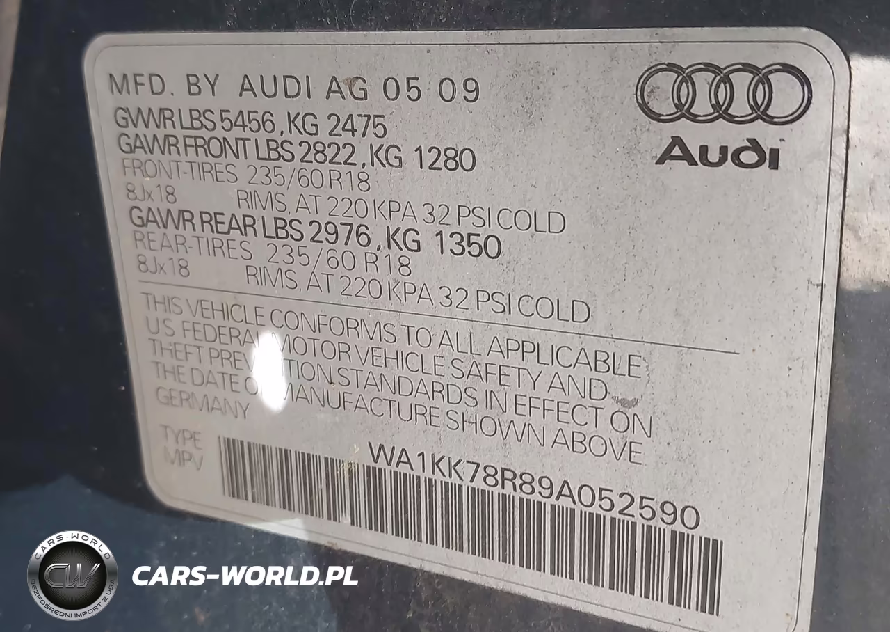 2009 Audi Q5 3.2 Premium VIN:WA1KK78R89A052590 - 9