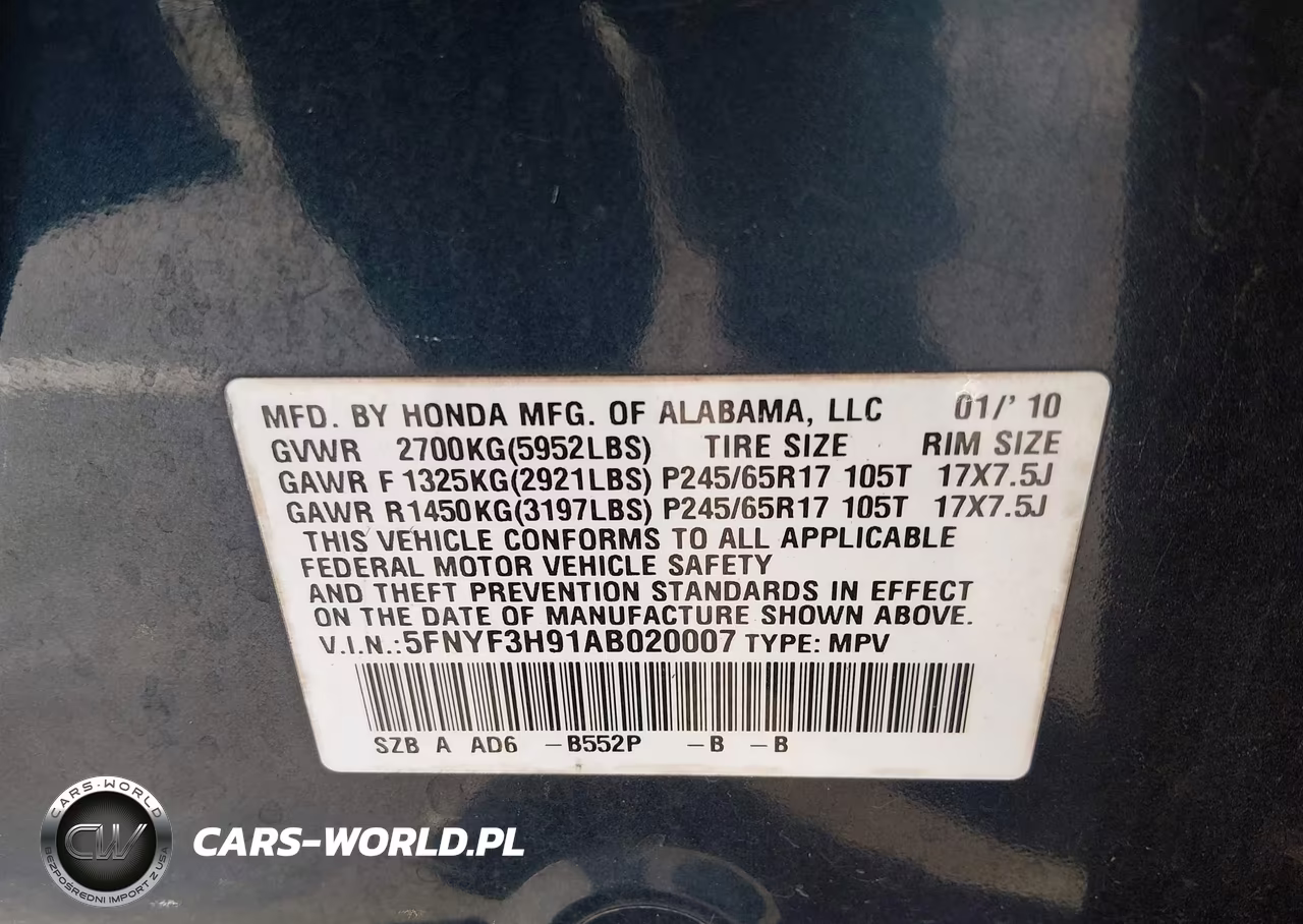 2010 Honda Pilot Touring VIN:5FNYF3H91AB020007 - 9