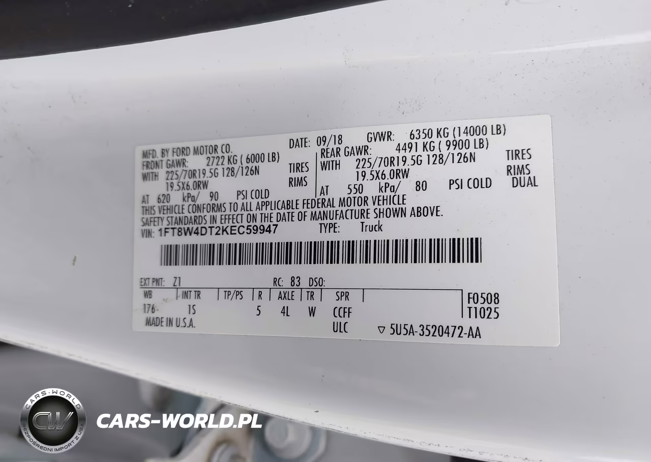 2019 Ford F-450 Xl VIN:1FT8W4DT2KEC59947 - 9