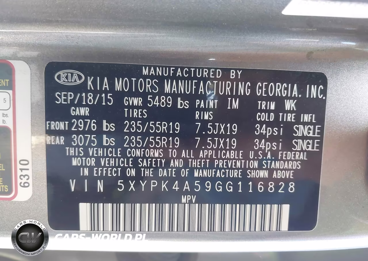 2016 Kia Sorento 3.3L Sx VIN:5XYPK4A59GG116828 - 9