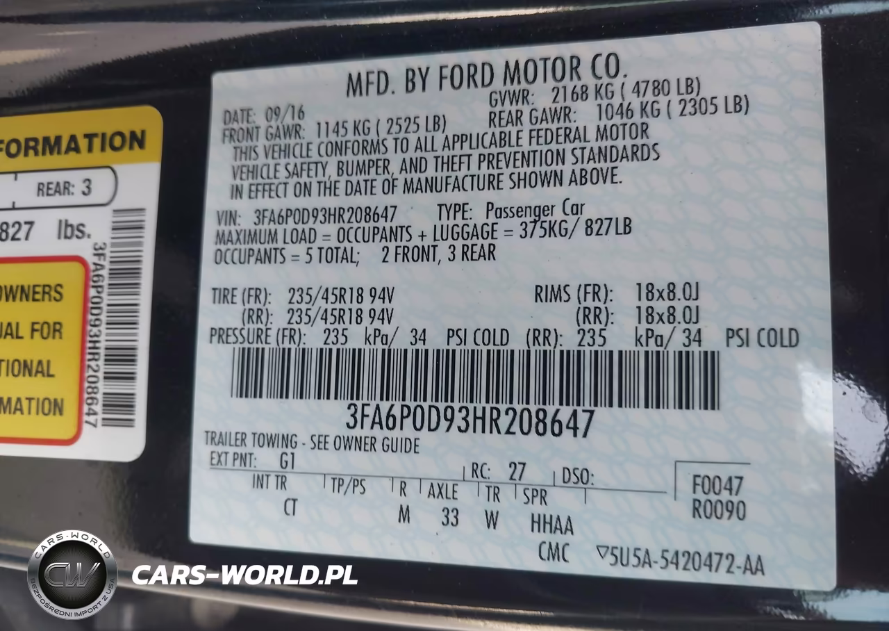 2017 Ford Fusion Titanium VIN:3FA6P0D93HR208647 - 9