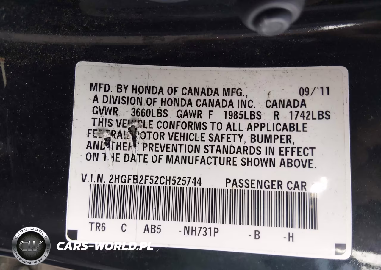 2012 Honda Civic Lx VIN:2HGFB2F52CH525744 - 9