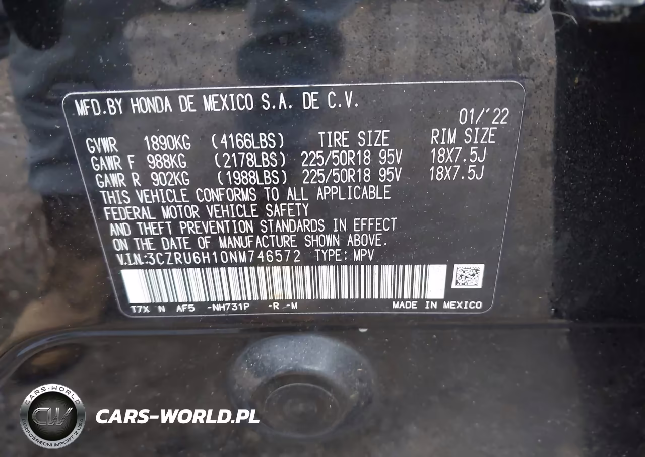 2022 Honda Hr-V Awd Sport VIN:3CZRU6H10NM746572 - 9