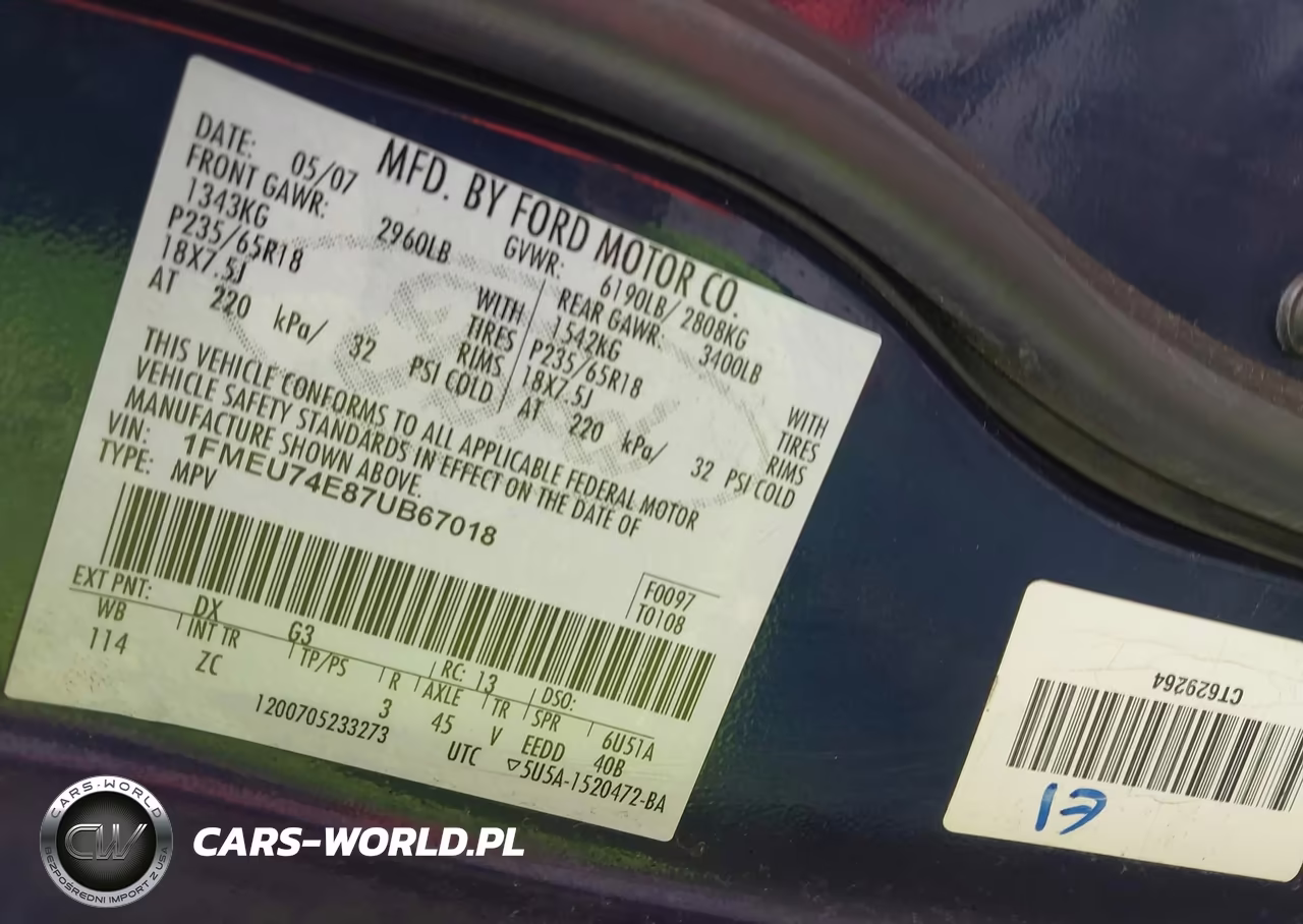 2007 Ford Explorer Eddie Bauer VIN:1FMEU74E87UB67018 - 9