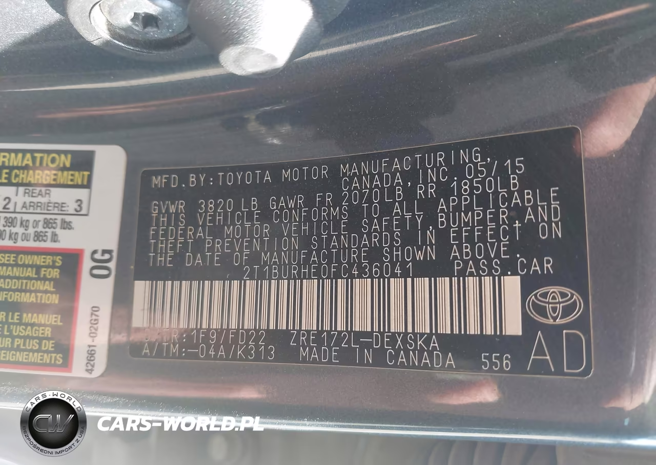 2015 Toyota Corolla S VIN:2T1BURHE0FC436041 - 9