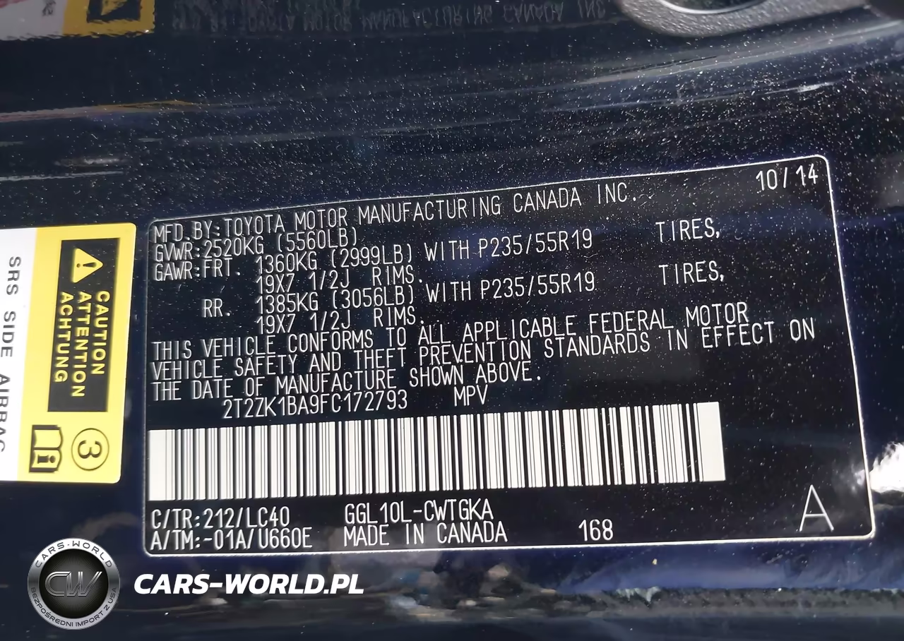 2015 Lexus Rx 350 VIN:2T2ZK1BA9FC172793 - 9