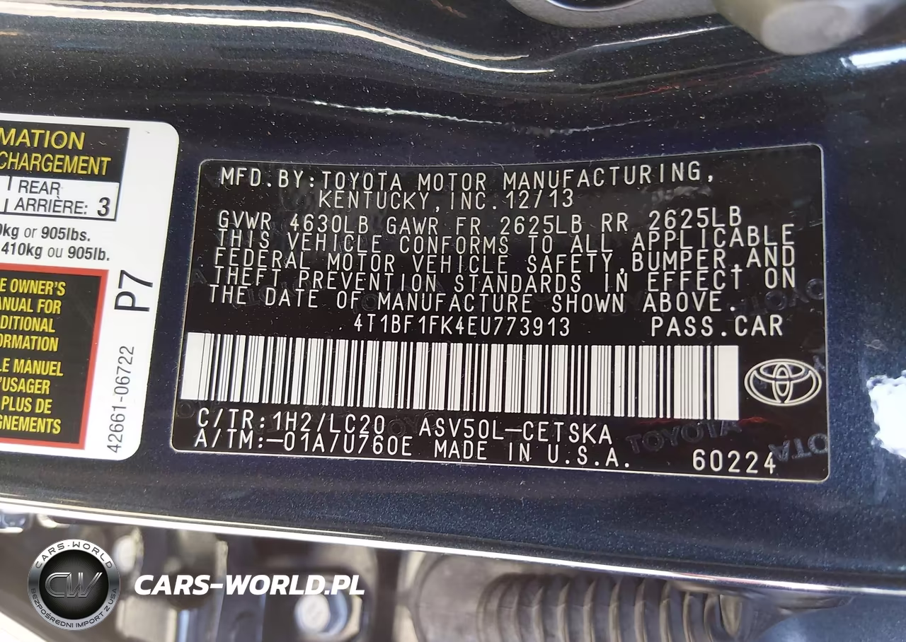 2014 Toyota Camry Se VIN:4T1BF1FK4EU773913 - 9
