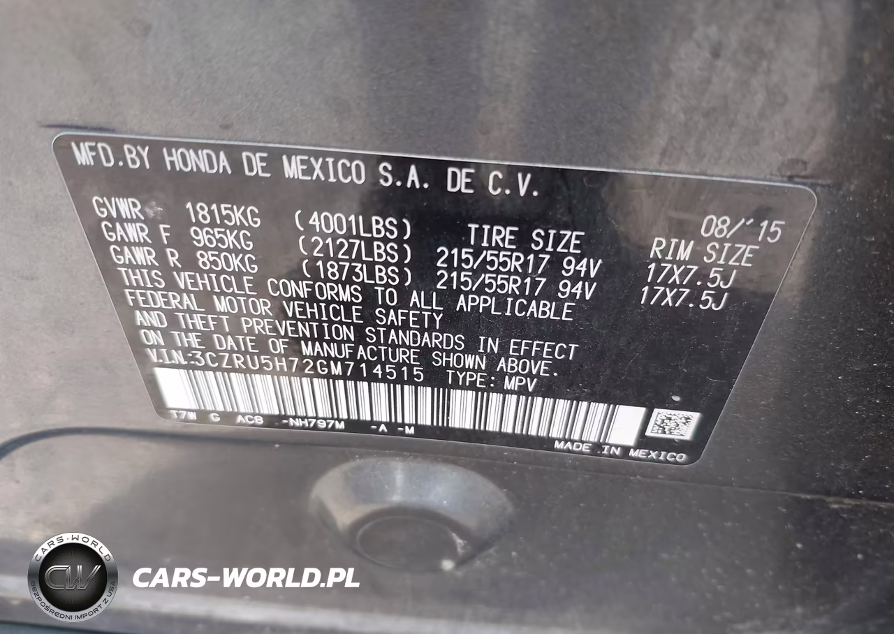 2016 Honda Hr-V Ex-L VIN:3CZRU5H72GM714515 - 9