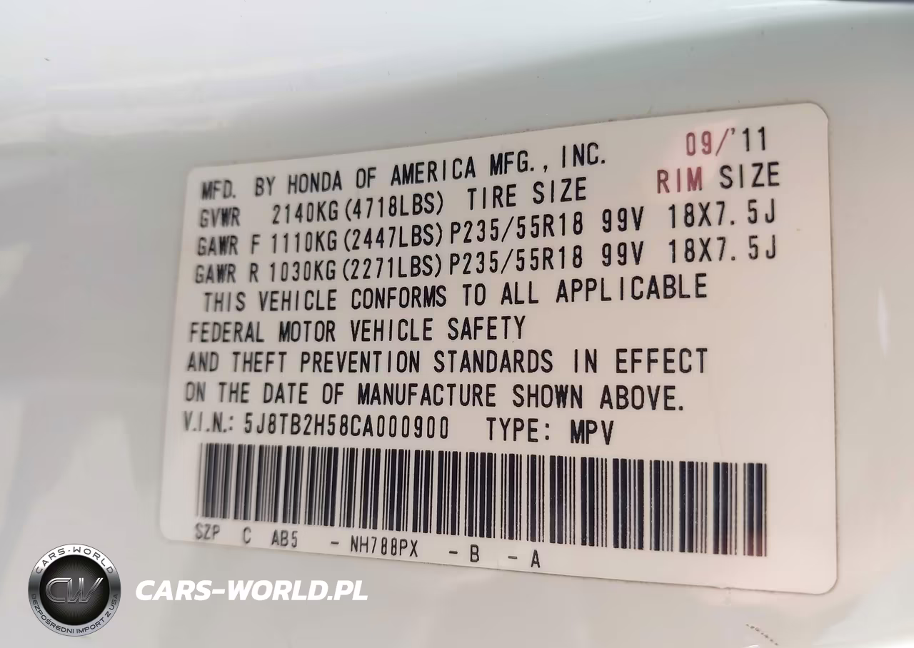 2012 Acura Rdx VIN:5J8TB2H58CA000900 - 9