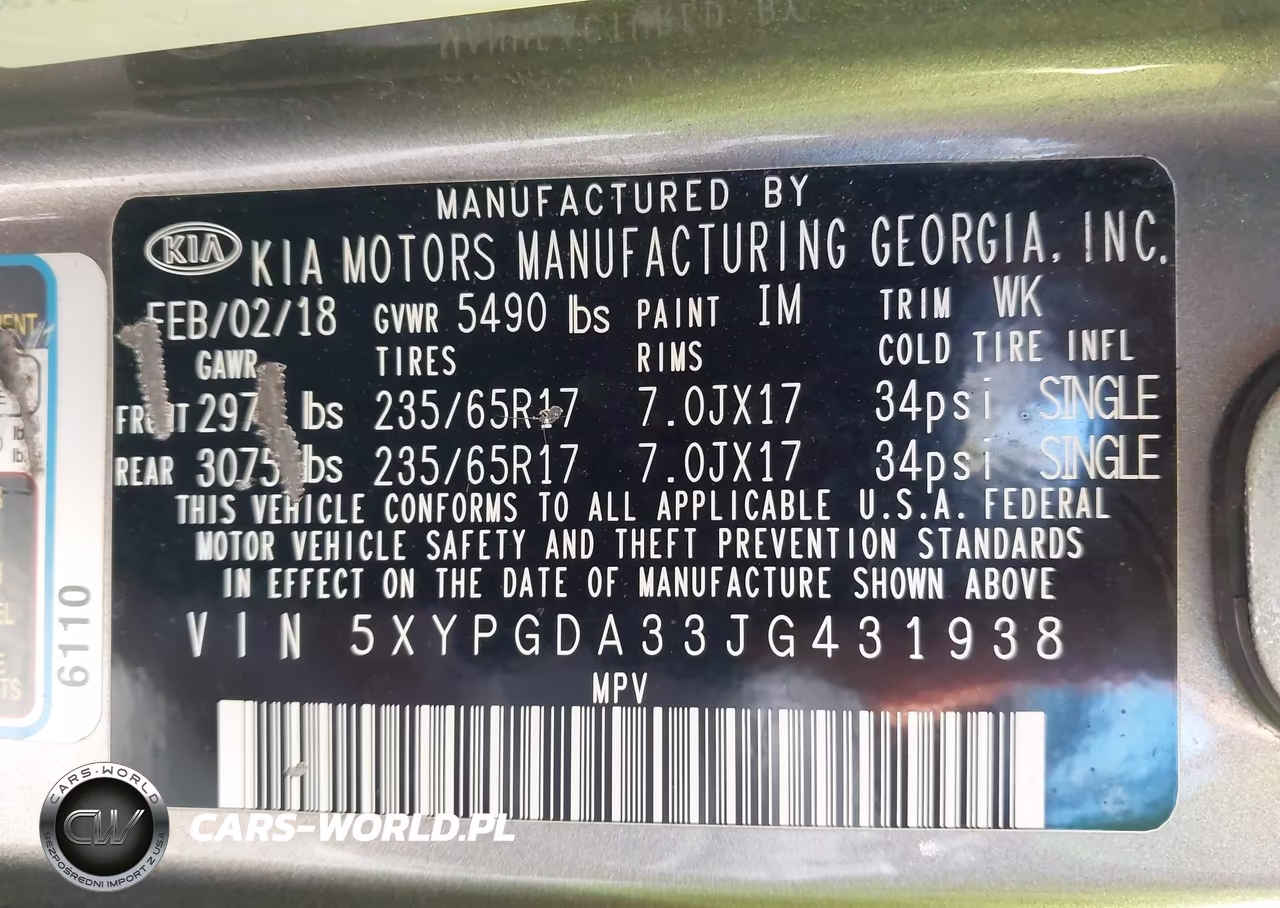 2018 Kia Sorento 2.4L Lx VIN:5XYPGDA33JG431938 - 9