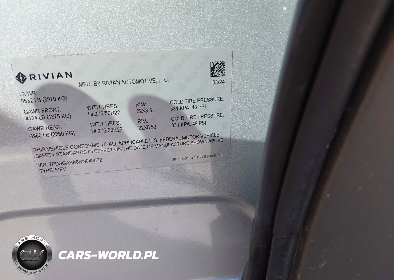 2024 Rivian R1S Adventure Quad Motor Large Pack VIN:7PDSGABA6RN043072 - 9
