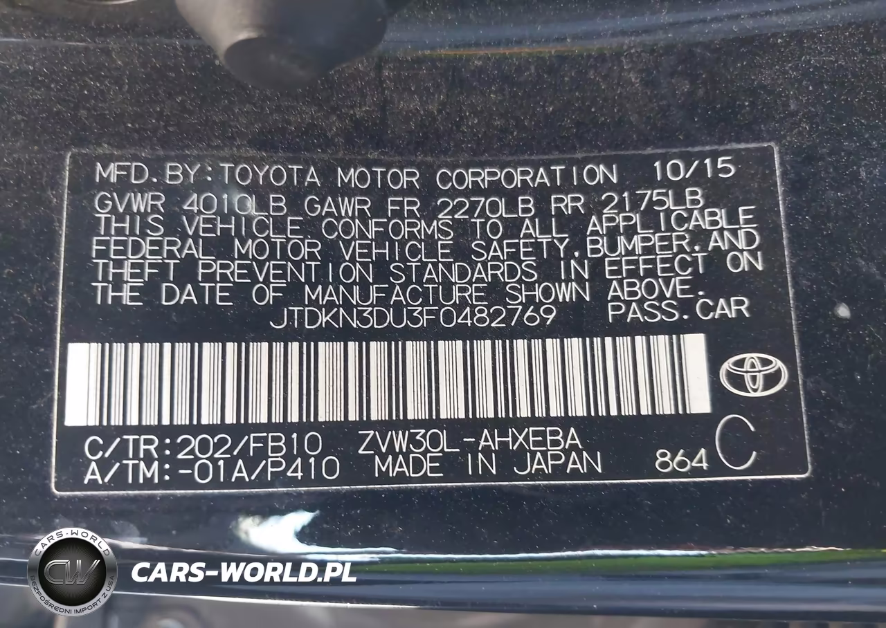 2015 Toyota Prius Two VIN:JTDKN3DU3F0482769 - 9