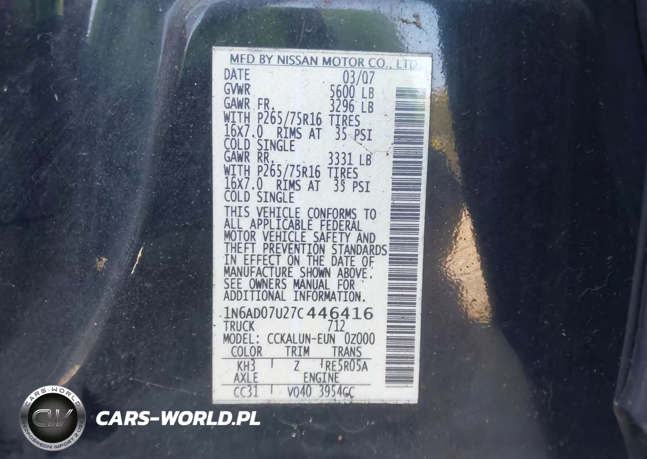 2007 Nissan Frontier Nismo Off Road VIN:1N6AD07U27C446416 - 9