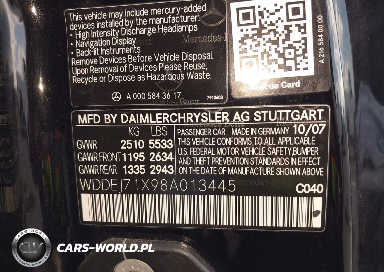 2008 Mercedes-Benz Cl 550 VIN:WDDEJ71X98A013445 - 9