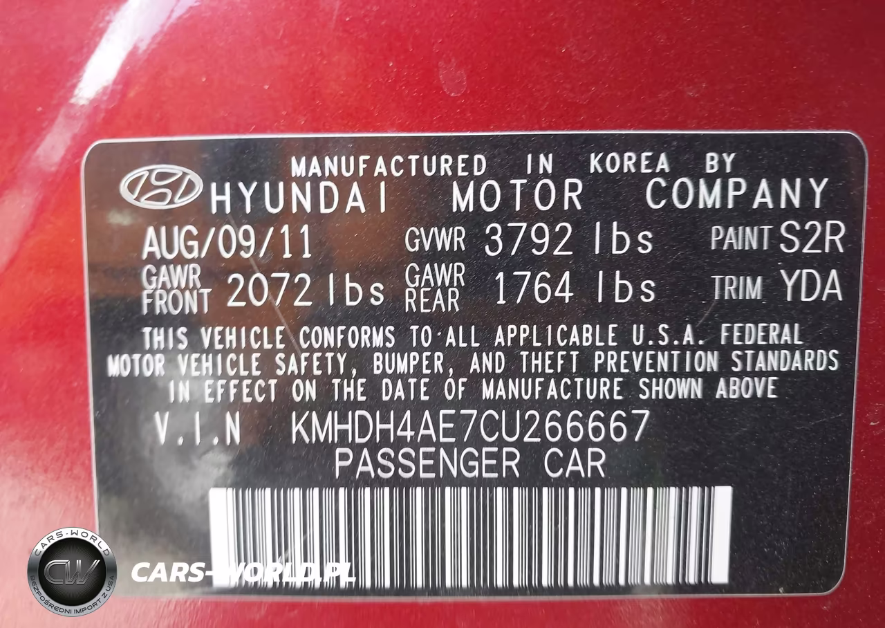 2012 Hyundai Elantra Gls (Ulsan Plant) VIN:KMHDH4AE7CU266667 - 9