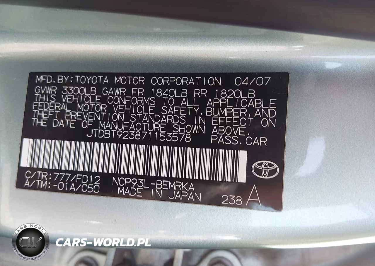 2007 Toyota Yaris VIN:JTDBT923871153578 - 9