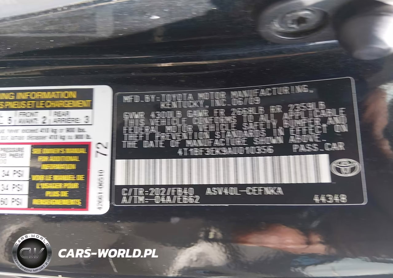 2010 Toyota Camry VIN:4T1BF3EK9AU010356 - 9