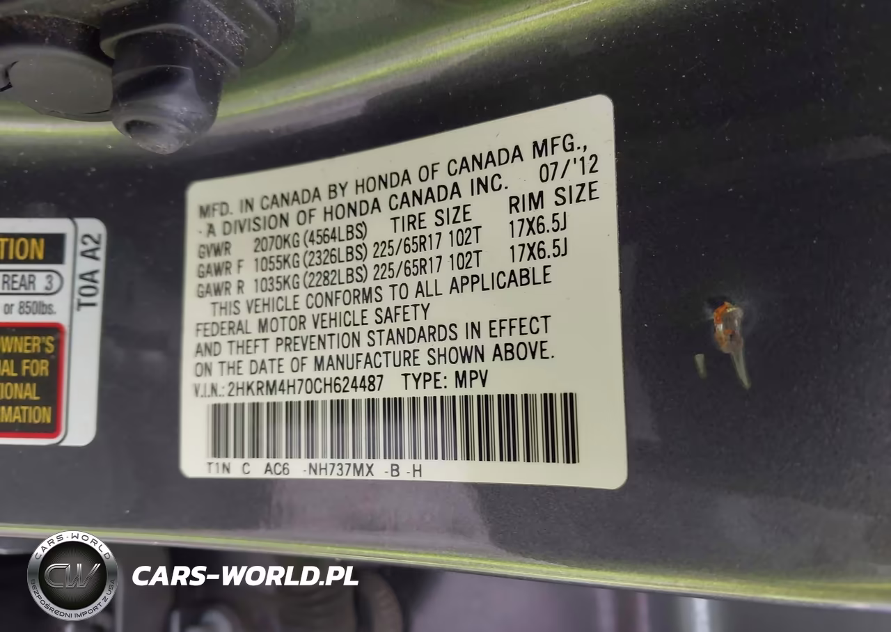 2012 Honda Cr-V Ex-L VIN:2HKRM4H70CH624487 - 9