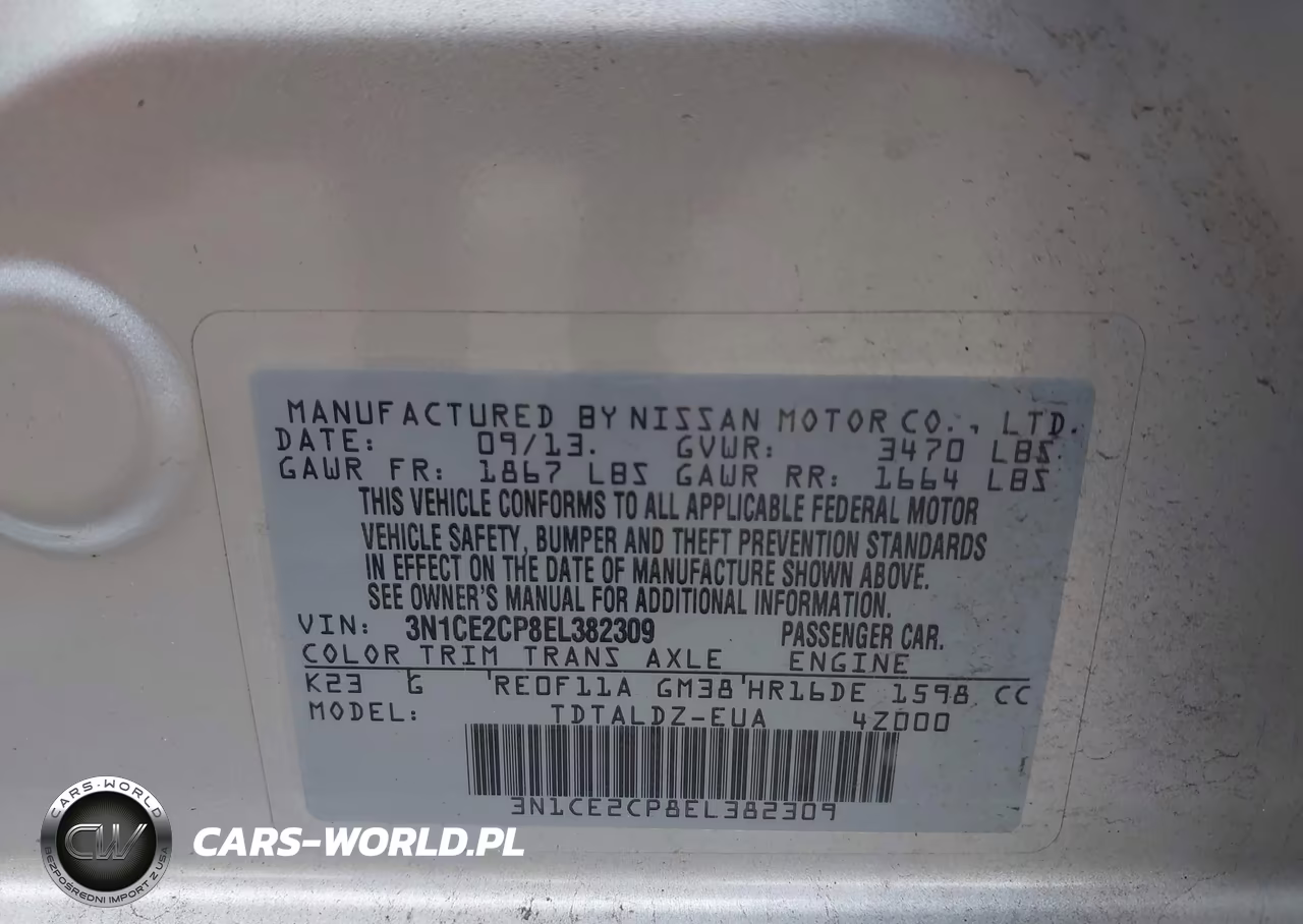 2014 Nissan Versa Note Sv VIN:3N1CE2CP8EL382309 - 9