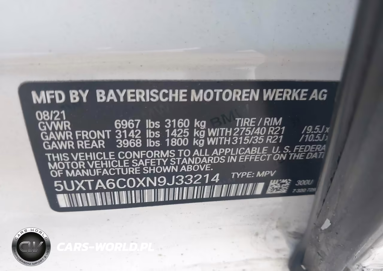 2022 BMW X5 Phev xDrive45E VIN:5UXTA6C0XN9J33214 - 9