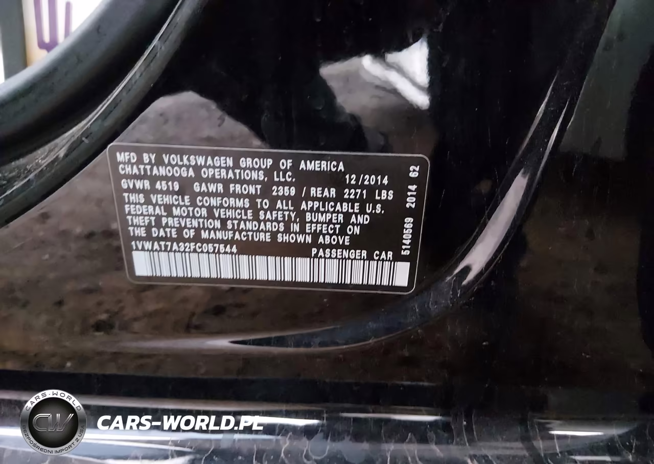 2015 Volkswagen Passat 1.8T Wolfsburg Edition VIN:1VWAT7A32FC057544 - 9