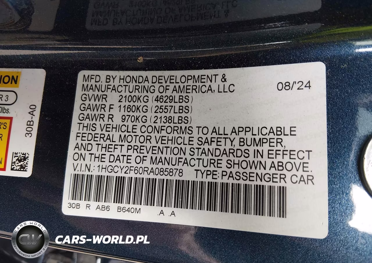 2024 Honda Accord Hybrid Ex-L VIN:1HGCY2F60RA085878 - 9