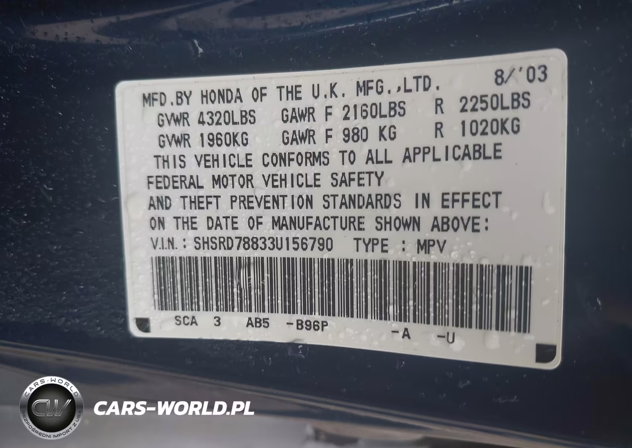2003 Honda Cr-V Ex VIN:SHSRD78833U156790 - 9