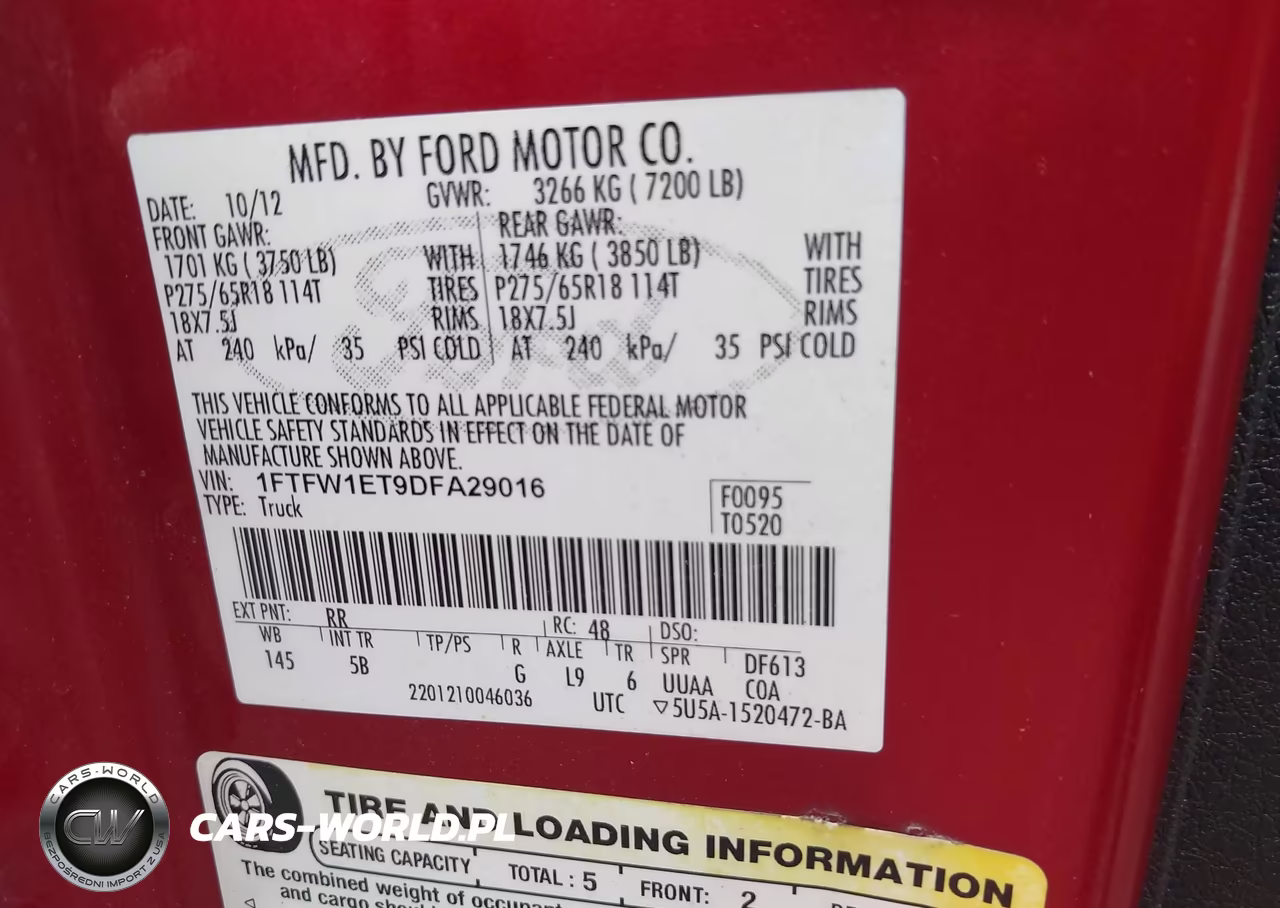 2013 Ford F-150 Fx4 VIN:1FTFW1ET9DFA29016 - 9