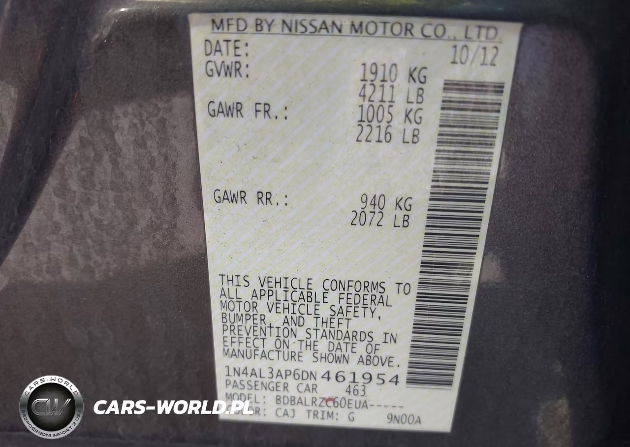 2013 Nissan Altima 2.5 S VIN:1N4AL3AP6DN461954 - 9