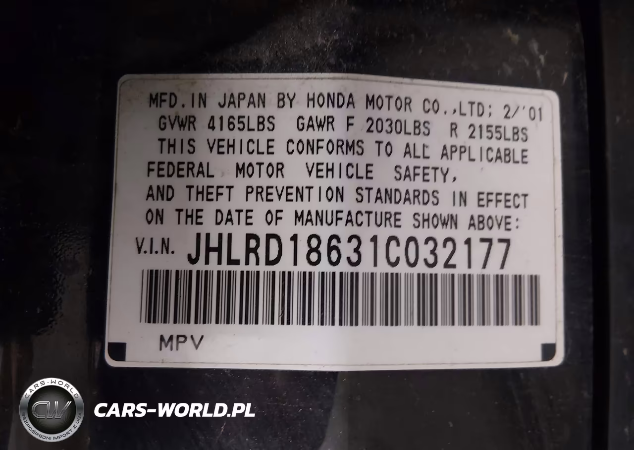 2001 Honda Cr-V Ex VIN:JHLRD18631C032177 - 9