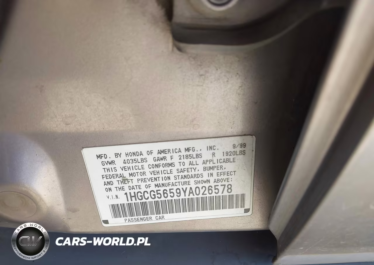 2000 Honda Accord 2.3 Ex VIN:1HGCG5659YA026578 - 9