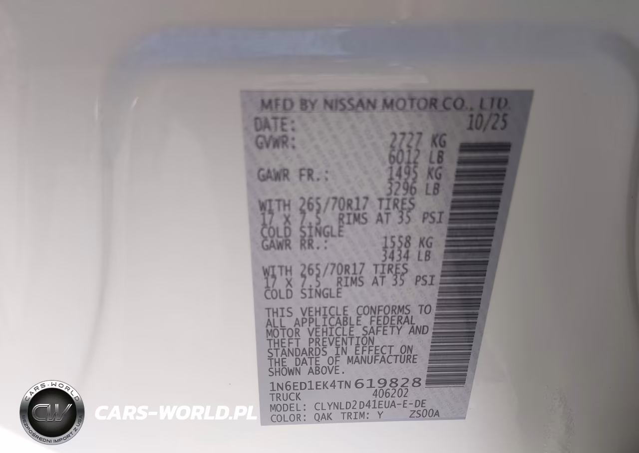 2026 Nissan Frontier Pro-4X 4X4 VIN:1N6ED1EK4TN619828 - 9