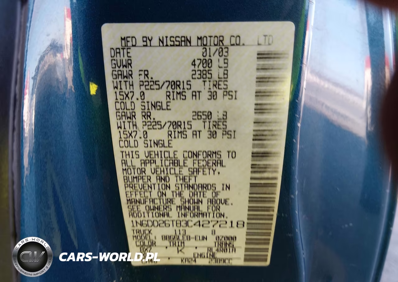 2003 Nissan Frontier Xe VIN:1N6DD26T83C427218 - 9