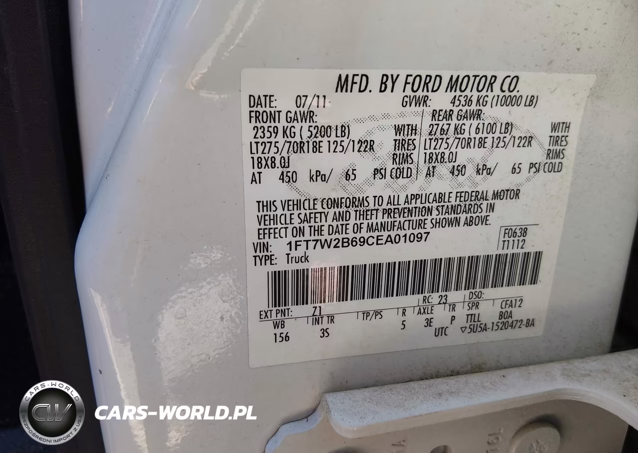 2012 Ford F-250 Xlt VIN:1FT7W2B69CEA01097 - 9