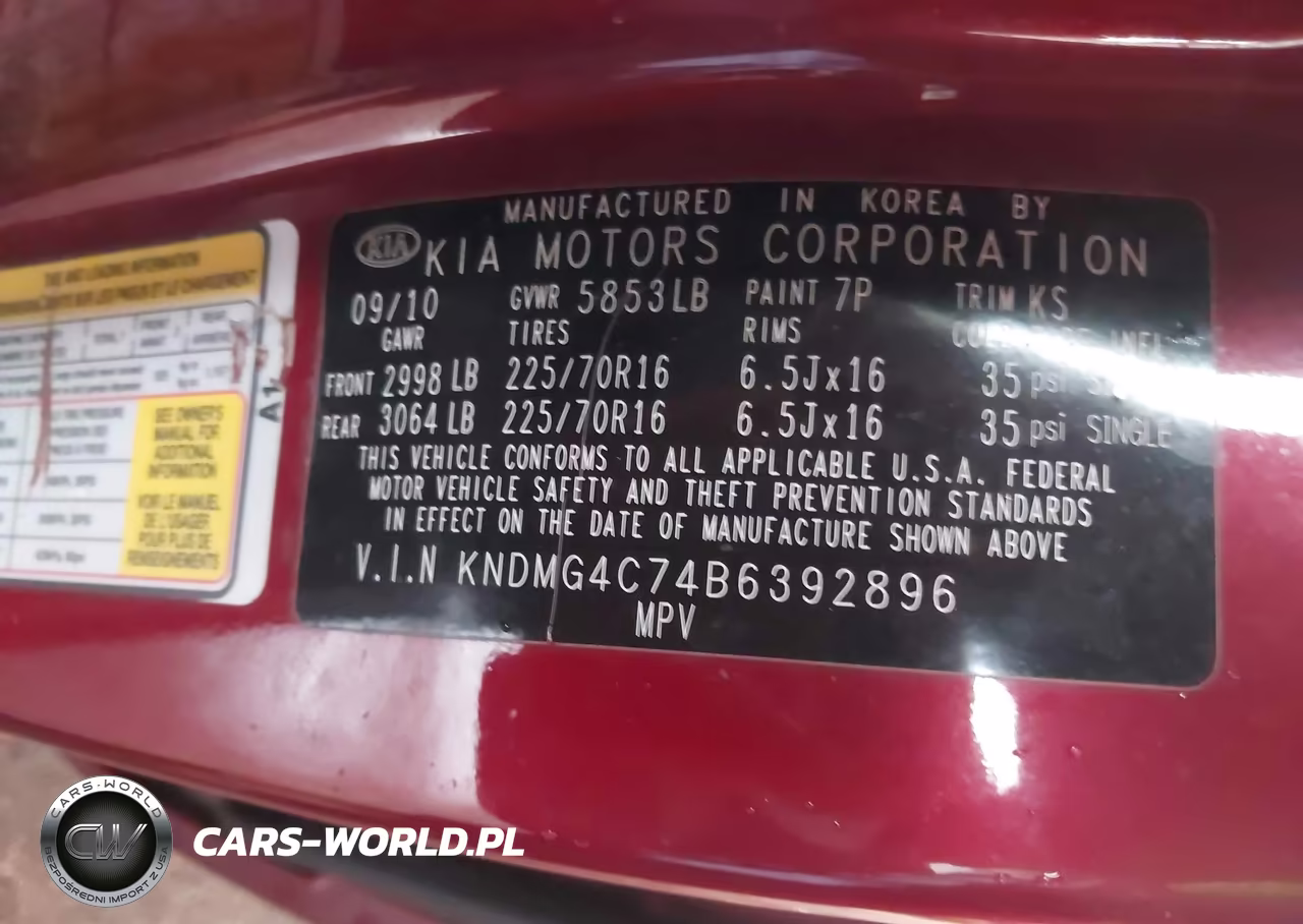 2011 Kia Sedona Lx VIN:KNDMG4C74B6392896 - 9