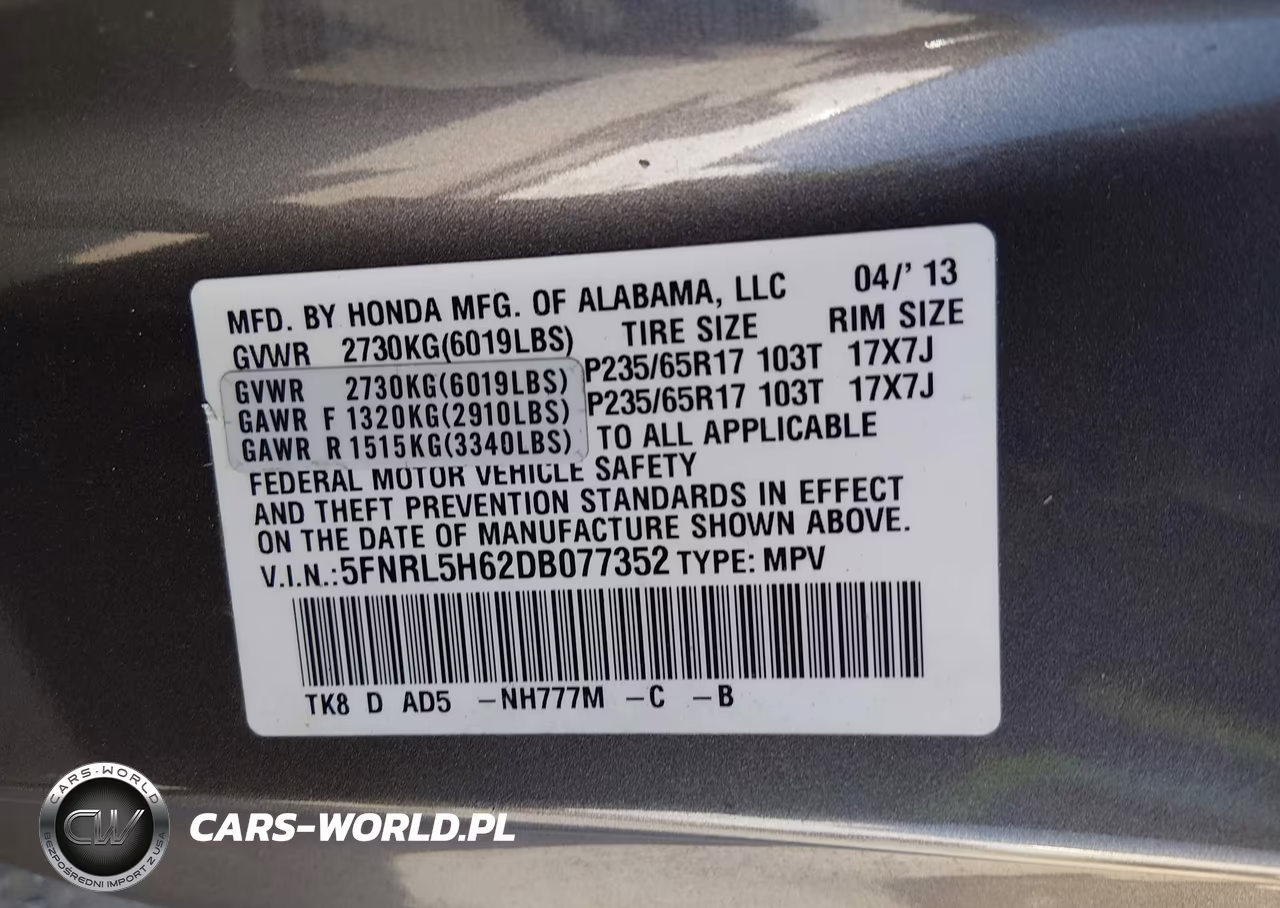 2013 Honda Odyssey Ex-L VIN:5FNRL5H62DB077352 - 9