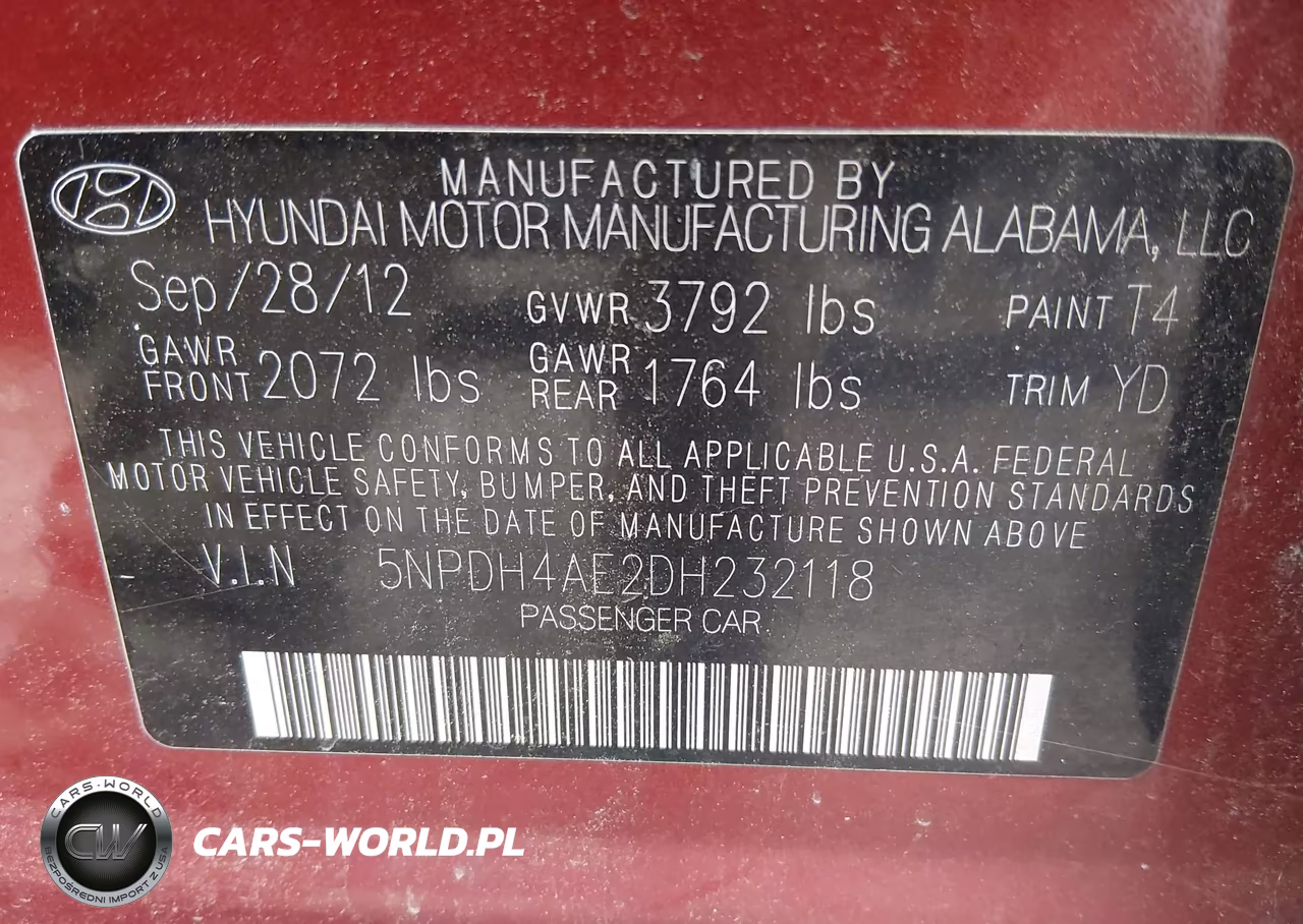 2013 Hyundai Elantra Gls VIN:5NPDH4AE2DH232118 - 9