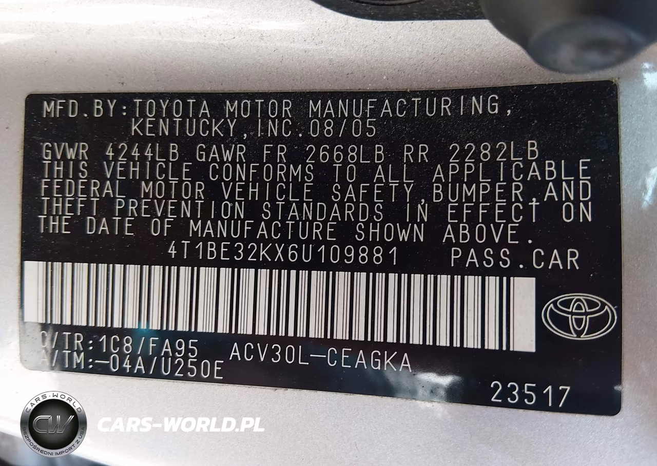2006 Toyota Camry Xle VIN:4T1BE32KX6U109881 - 9