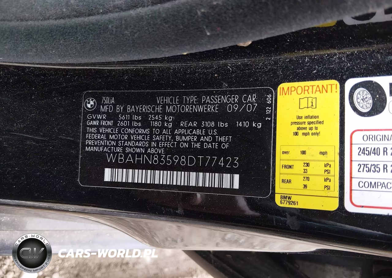 2008 BMW 750Li VIN:WBAHN83598DT77423 - 9