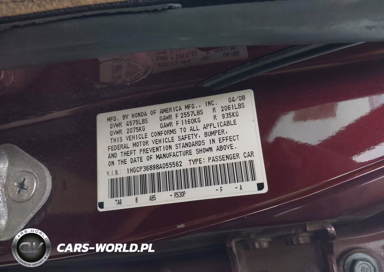 2008 Honda Accord 3.5 Ex-L VIN:1HGCP36898A055562 - 9