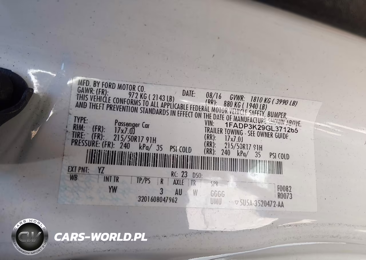 2016 Ford Focus Se VIN:1FADP3K29GL371265 - 9