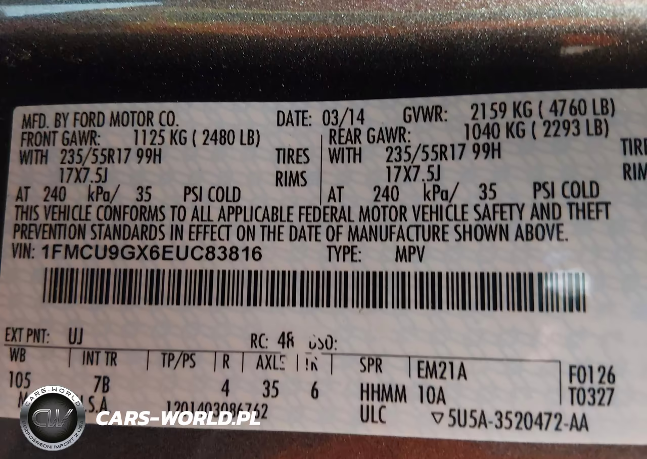 2014 Ford Escape Se VIN:1FMCU9GX6EUC83816 - 9