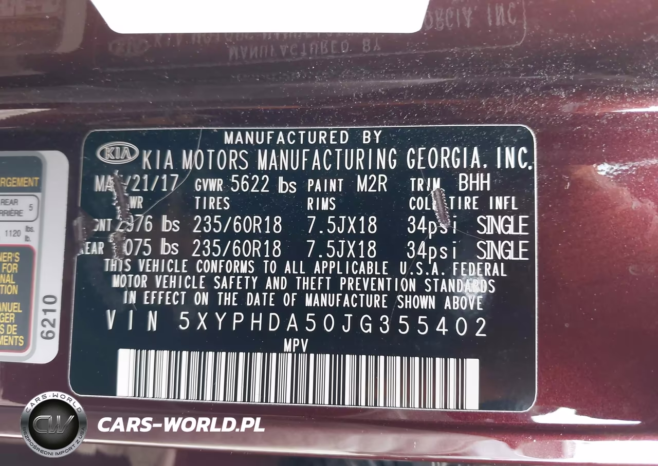 2018 Kia Sorento 3.3L Ex VIN:5XYPHDA50JG355402 - 9