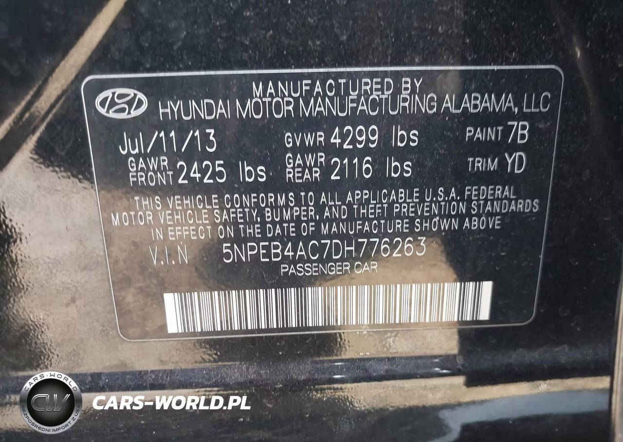 2013 Hyundai Sonata Gls VIN:5NPEB4AC7DH776263 - 9