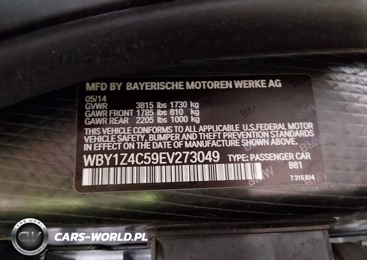 2014 BMW I3 Base W-Range Extender VIN:WBY1Z4C59EV273049 - 9