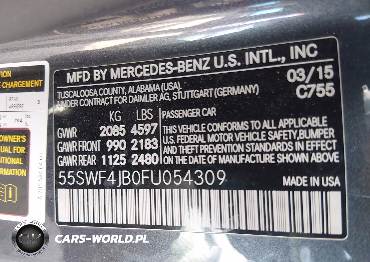 2015 Mercedes-Benz C 300 Sport VIN:55SWF4JB0FU054309 - 9