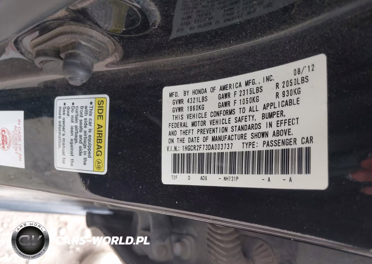 2013 Honda Accord Ex VIN:1HGCR2F73DA003737 - 9