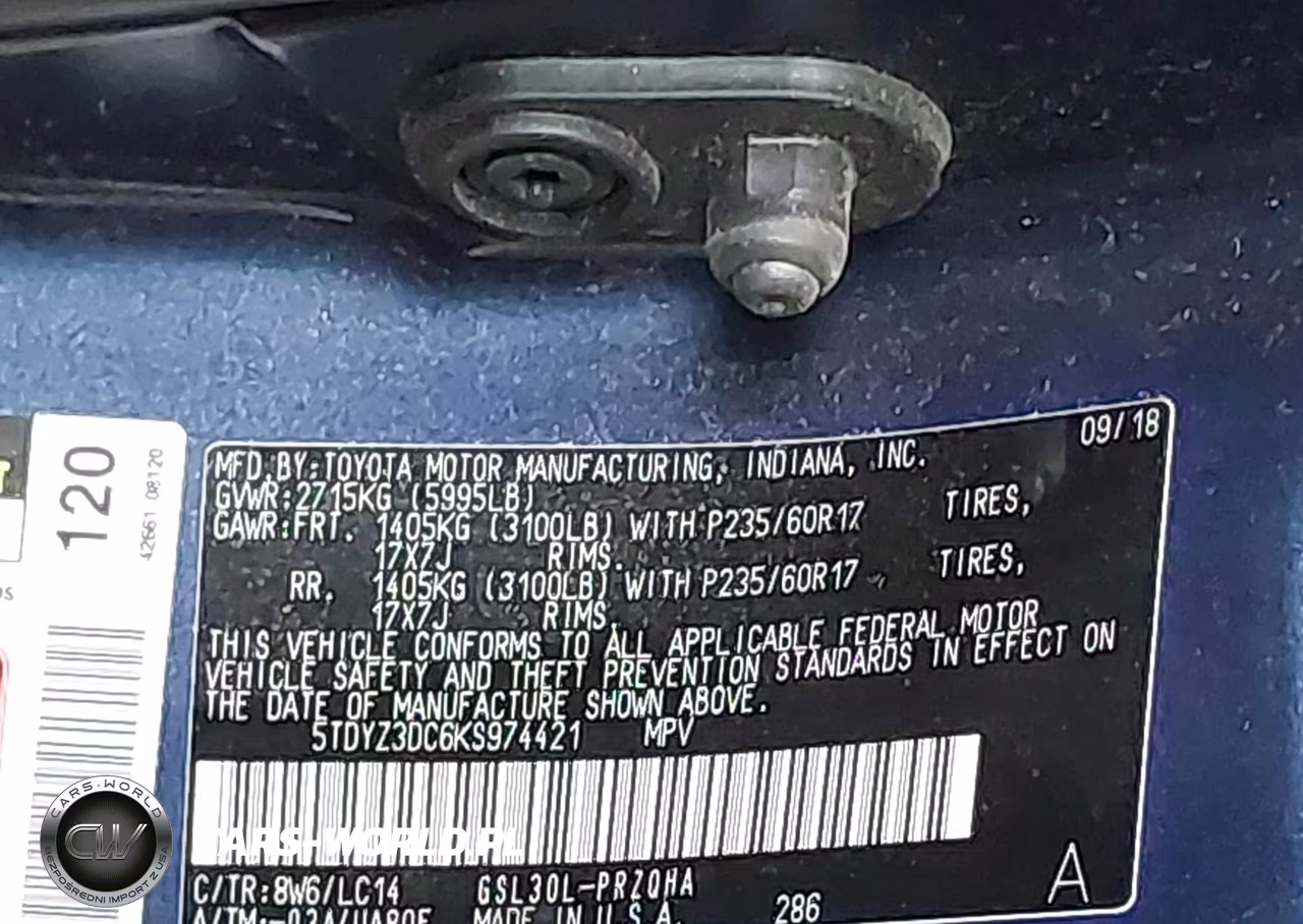 2019 Toyota Sienna Xle Premium 8 Passenger VIN:5TDYZ3DC6KS974421 - 9