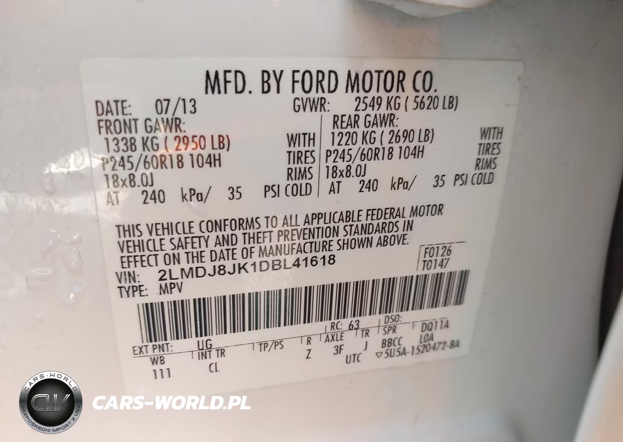 2013 Lincoln Mkx VIN:2LMDJ8JK1DBL41618 - 9