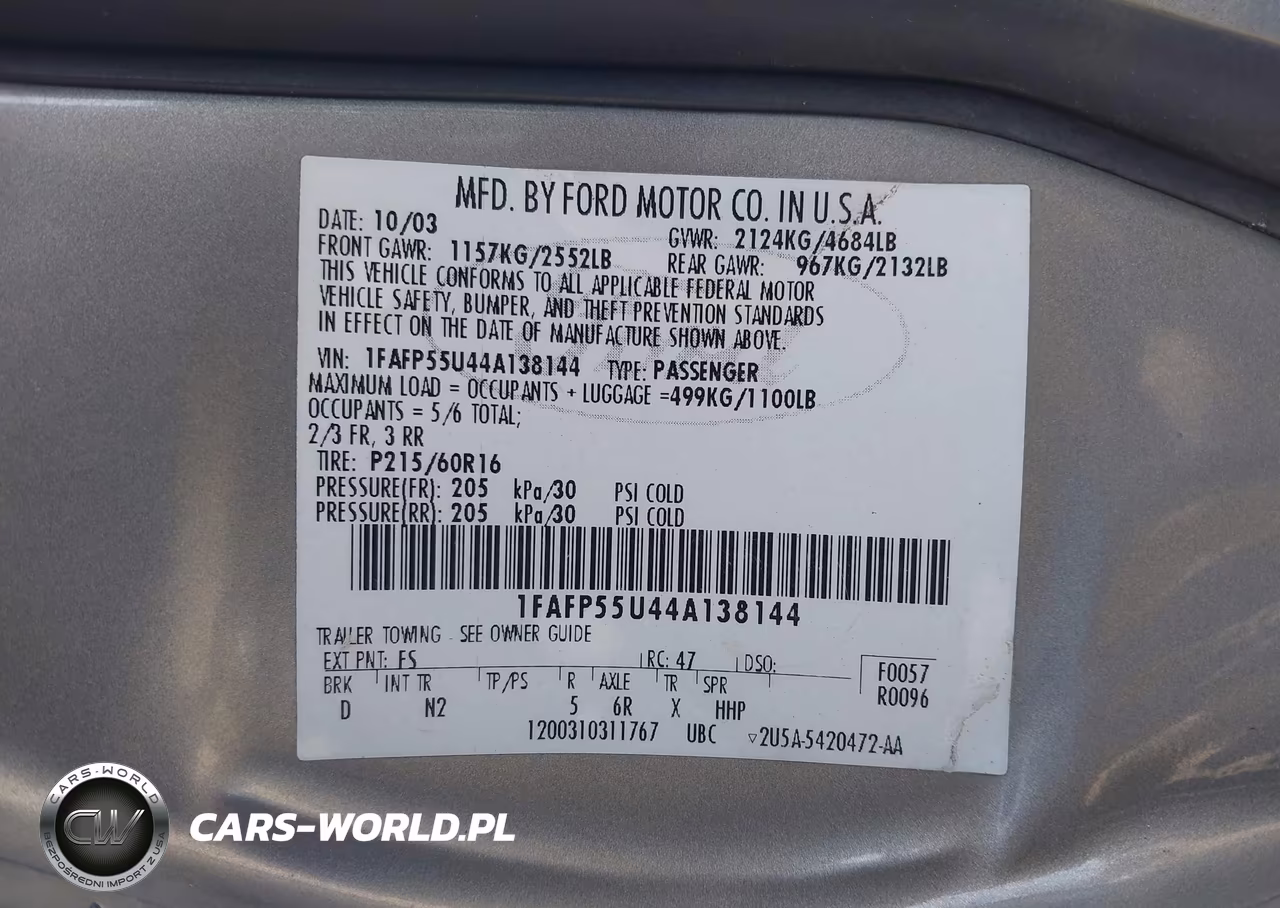 2004 Ford Taurus Ses VIN:1FAFP55U44A138144 - 9